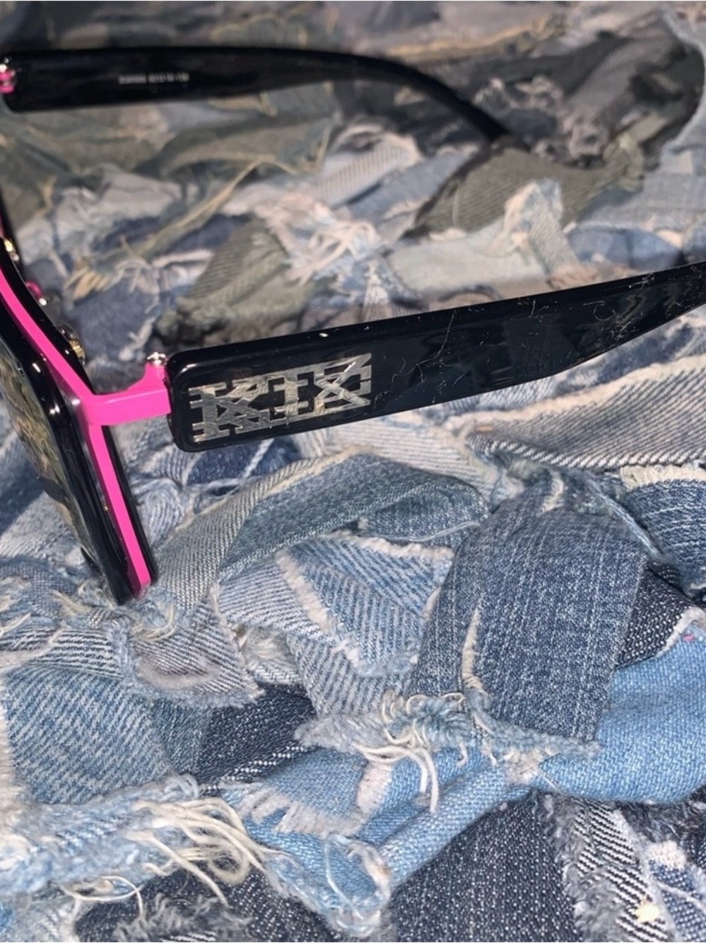 Pink and Black Geometric Sunglasses - Women's Accessories - Picture 3 of 3